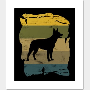 Australian Kelpie Distressed Vintage Retro Silhouette Posters and Art